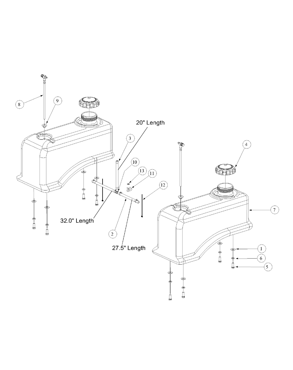 Fuel Tank Assembly Diagram and Parts List for M60-KH (53AB5BDX150-27-HP)(2003) Cub Cadet Lawn Tractor